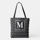 Mit Monogramm Classic Serif BW Honeycomb Tasche (Rückseite)