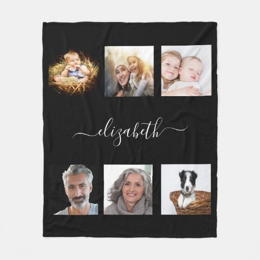 mit Monogramm Collage des benutzerdefinierten Foto Fleecedecke (Vorderseite)