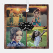 Mit Monogramm Collage des Fotos Ornament Aus Glas (Rückseite)