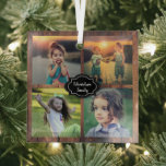 Mit Monogramm Collage des Fotos Ornament Aus Glas<br><div class="desc">Schöne Sake-Ornament. Erstellen Sie Ihre eigene Foto Collage Weihnachtsschmuck. Fügen Sie Ihre eigenen Fotos und Familiennamen hinzu und erstellen Sie ein sehr persönliches und einzigartiges Ornament.</div>