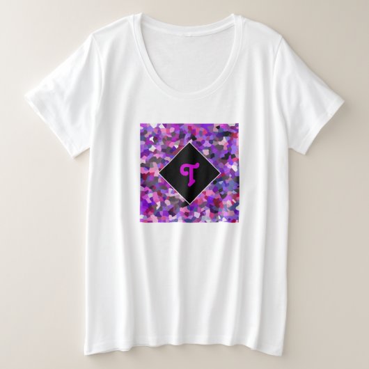 Mit Monogramm Confetti Lila Große Größe T-Shirt (Design vorne)