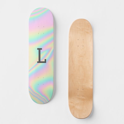 Mit Monogramm Cool Girly Modern Rainbow Skateboard (Vorderseite)