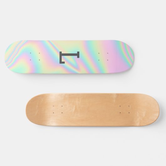 Mit Monogramm Cool Girly Modern Rainbow Skateboard (Horizontal)