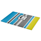 Mit Monogramm Coole Farben Streifen Glas Schneidebrett (Ecke)