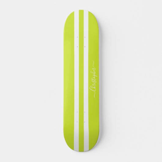 Mit Monogramm, Coole, grüne Streifen Skateboard (Vorne)