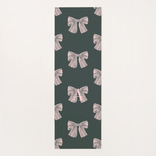 Mit Monogramm Coquette Bow Black & Pink Stilvoll Yogamatte (Rückseite)