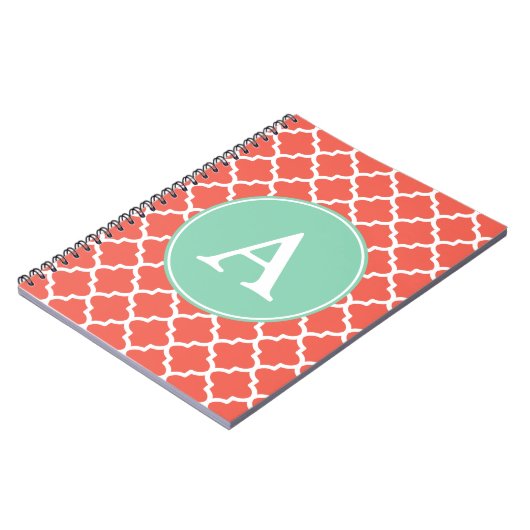 Mit Monogramm Coral Minze Notebook Notizblock (Linke Seite)