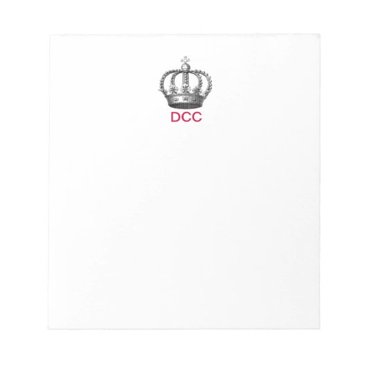Mit Monogramm Corona Note Pad Notizblock (Vorderseite)