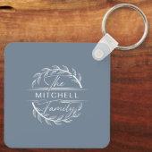 Mit Monogramm Couple-FotoCollage | Dusty Blue Gift Schlüsselanhänger (Rückseite)