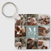 Mit Monogramm Couple-FotoCollage | Monogram Green Schlüsselanhänger (Vorderseite)