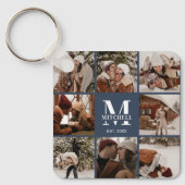 Mit Monogramm Couple-FotoCollage | Monogram Navy Schlüsselanhänger (Vorderseite)