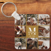 Mit Monogramm Couple-FotoCollage | Monogramm-Gesch Schlüsselanhänger (Vorderseite)