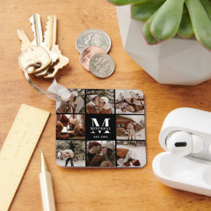 Mit Monogramm Couple-FotoCollage   Monogramm-Gesch Schlüsselanhänger