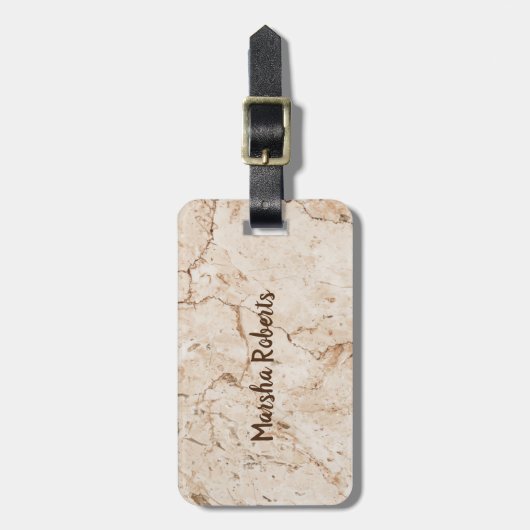 Mit Monogramm Creme Gepäckanhänger (Vorderseite vertikal)