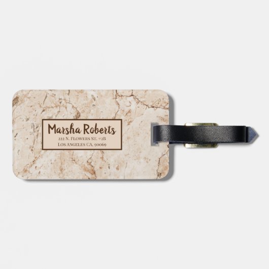 Mit Monogramm Creme Gepäckanhänger (Rückseite horizontal)