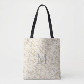 Mit Monogramm Creme Gray Gold Blätter Abstraktes D Tasche (Vorderseite)