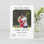 Mit Monogramm Cross & Rings Hochzeit Save The Date (Stehend Vorderseite)