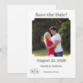 Mit Monogramm Cross & Rings Hochzeit Save The Date (Vorne/Hinten)