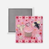 Mit Monogramm Cupcake und Labrador Fairies Herz Magnet (Vorderseite/Rückseite)
