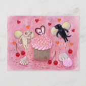 mit Monogramm Cupcake und Labrador Fairies Postkarte (Vorderseite)