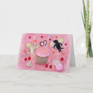 mit Monogramm Cupcake und Labrador zum Geburtstag Karte
