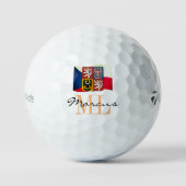 Mit Monogramm Czec Flag, Emblem & Czechia Golf Bal Golfball (Vorderseite)