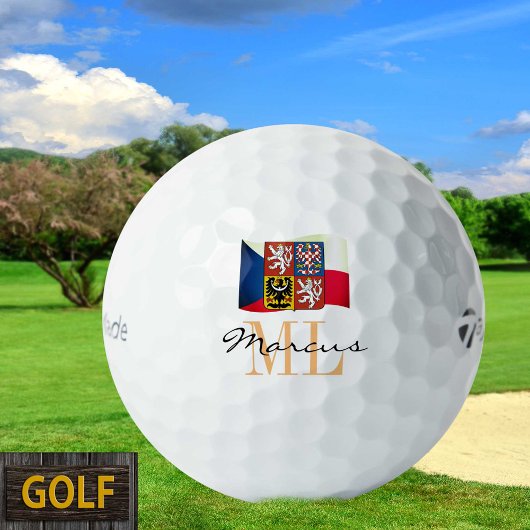 Mit Monogramm Czec Flag, Emblem & Czechia Golf Bal Golfball