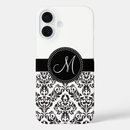Mit Monogramm Damask Case-Mate iPhone Hülle (Rückseite)