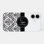 Mit Monogramm Damask iPhone 16 Hülle (Rückseite (Horizontal))