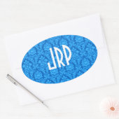 Mit Monogramm Damask Ovaler Aufkleber (Umschlag)