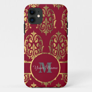 Mit Monogramm Damast aus Rot und Gold Case-Mate iPhone Hülle