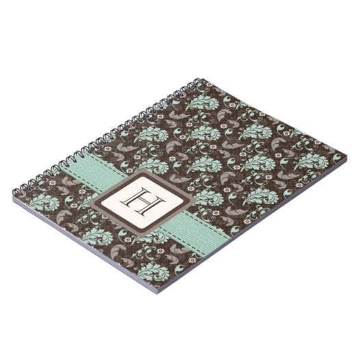 Mit Monogramm Damast-gewundenes Notizblock (Linke Seite)