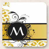 Mit Monogramm Damastmuster Untersetzer (Vorderseite)
