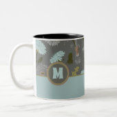 Mit Monogramm Dandelion Grau Blue Blumen Zweifarbige Tasse (Links)