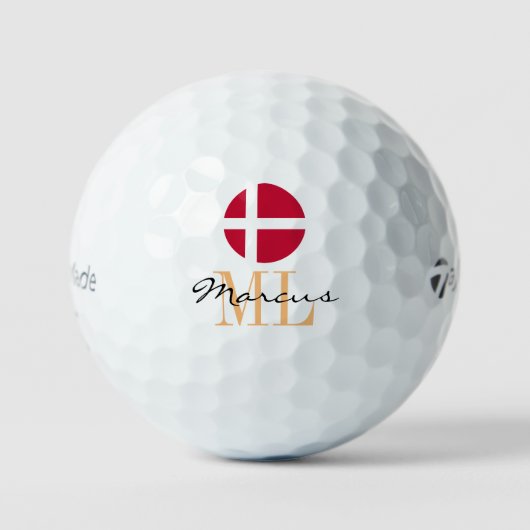 Mit Monogramm dänische Flagge & Dänemark Golf Ball (Vorderseite)