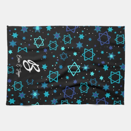 Mit Monogramm David-Star Geschirrtuch (Horizontal)