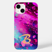 Mit Monogramm Deep Pink Holographic Glitzer Case-Mate iPhone Hülle (Rückseite)