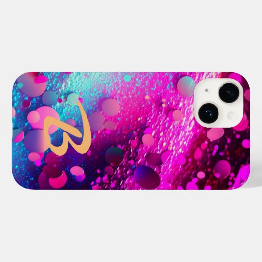 Mit Monogramm Deep Pink Holographic Glitzer Case-Mate iPhone Hülle (Rückseite (Horizontal))