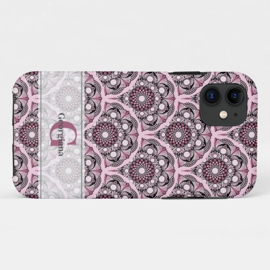Mit Monogramm Deko Dusky Rose Cherry Blossom Manda Case-Mate iPhone Hülle (Rückseite (Horizontal))