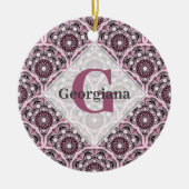 Mit Monogramm Deko Dusky Rose Cherry Blossom Manda Keramik Ornament (Vorne)