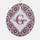 Mit Monogramm Deko Dusky Rose Cherry Blossom Manda Keramik Ornament (Links)