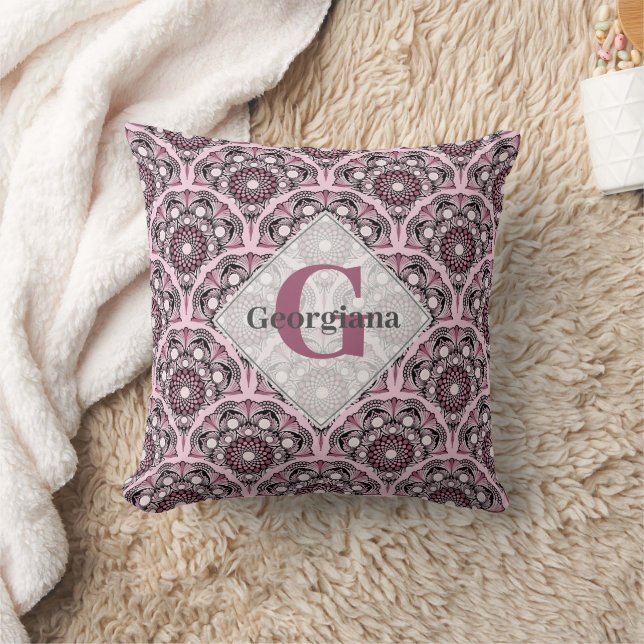Mit Monogramm Deko Dusky Rose Cherry Blossom Manda Kissen (Decke)