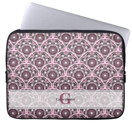 Mit Monogramm Deko Dusky Rose Cherry Blossom Manda Laptopschutzhülle (Vorderseite)