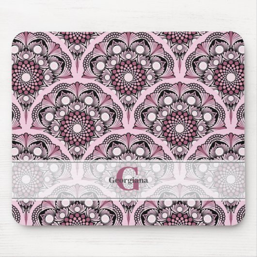 Mit Monogramm Deko Dusky Rose Cherry Blossom Manda Mousepad (Vorne)