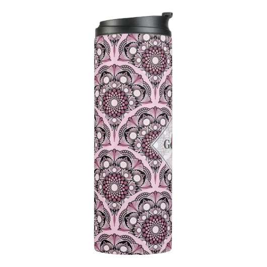 Mit Monogramm Deko Dusky Rose Cherry Blossom Manda Thermosbecher (Nach links gedreht)