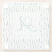 Mit Monogramm Dekor im Winterwald Pine Trees Muste Glasuntersetzer (Rückseite)