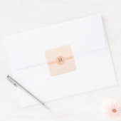 Mit Monogramm Delicate Trendy Orange Zickzack Quadratischer Aufkleber (Umschlag)