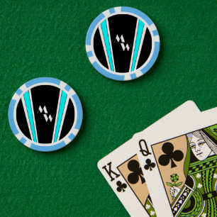 Mit Monogramm Design in Schwarz und Blau Pokerchips
