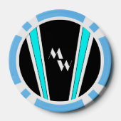 Mit Monogramm Design in Schwarz und Blau Pokerchips (Rückseite)