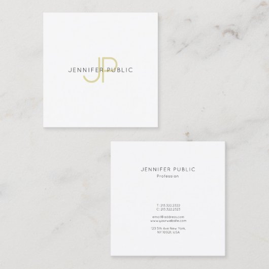 Mit Monogramm Design Trendy Moderner Chic Schlicht Quadratische Visitenkarte (Vorne/Hinten)